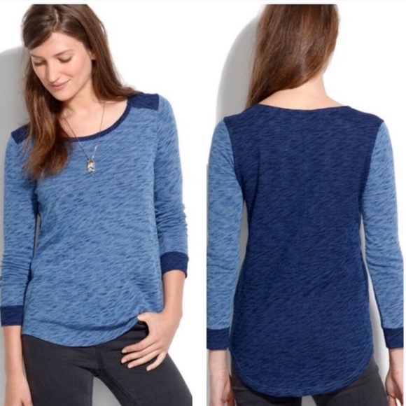 MADEWELL / blue color block baseball top jersey - Picture 1 of 7